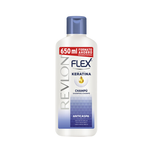 REVLON Champú anticaspa con Keratina, para todo tipo de cabellos REVLON Flex 650 ml.