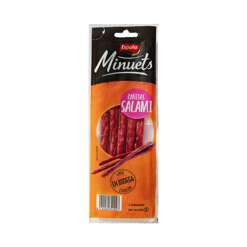 Mini cañitas de salami, de curación lenta en bodega ESPUÑA Minuets 5 uds.