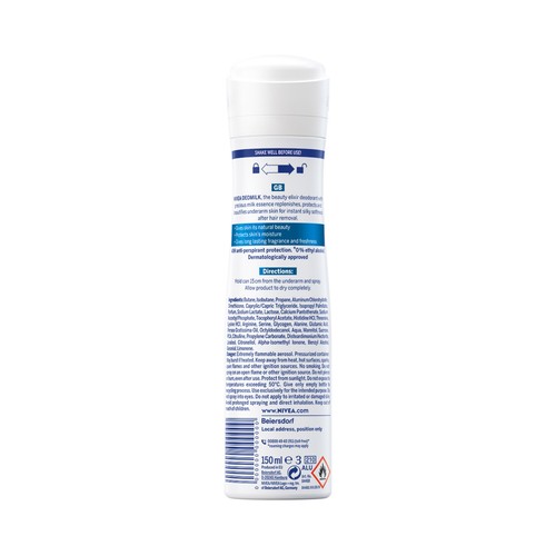 Desodorante en spray para mujer sin alcohol y de secado rápido NIVEA 150 m.