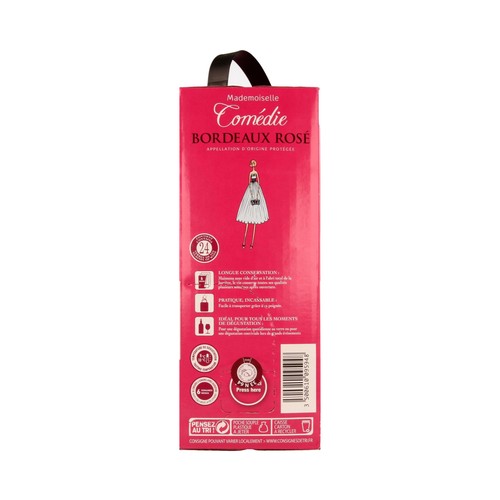 MADEMOISELLE COMÉDIE  Vino rosado de origen Francés MADEMOISELLE COMÉDIE bag in box de 3 l.