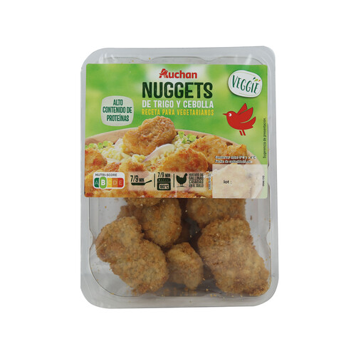 AUCHAN Nuggets vegetales a base de proteína de trigo y cebolla Veggie 200 g. Producto Alcampo
