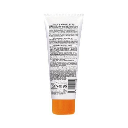 BABARIA Protector solar facial hidratante, con FPS 50+ (muy alto), para todo tipo de pieles 75 ml.