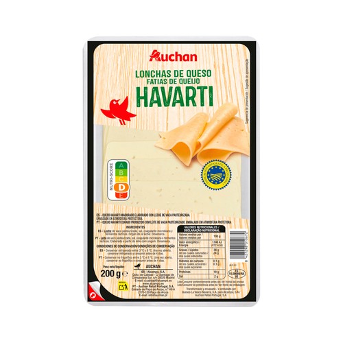 AUCHAN Queso Havarti IGP en lonchas 200g