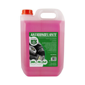 Líquido refrigerante con temperatura de protección de hasta -4ºC, 5L rosa, 10% Monoetilenglicol, MOTORKIT.