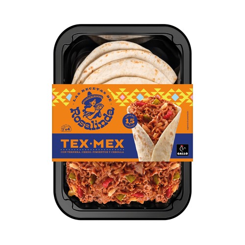GALLO Las Recetas de Rosalinda Fajitas tex-mex con ternera, cerdo, pimientos y cebolla 220 g.