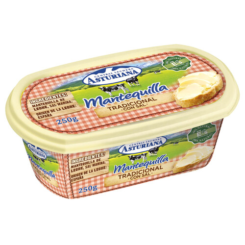 Tarrina de mantequilla con sal CENTRAL LECHERA ASTURIANA 250 g.