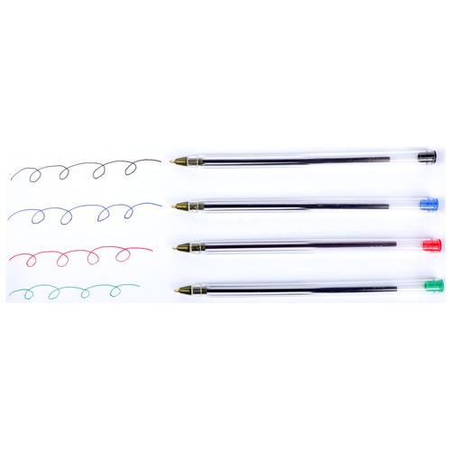 Set 4 bolígrafos capuchón 4 colores recargable. ALCAMPO