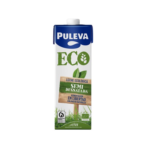 Leche semidesnatada de vacas con alimentación ecológica PULEVA eco 1 l.