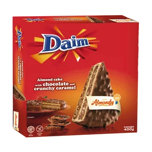 ALMONDY Tarta de chocolate con trozos de caramelo crocante bañados en chocolate de leche, sin gluten 400 g.