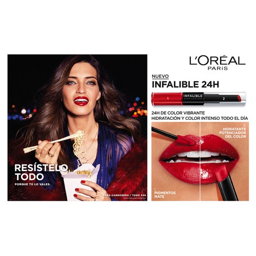 L"ORÉAL PARIS Infalible 24 h tono 506 red Pintalabios de larga duración, enriquecida con ácido hialurónico con acabado hidratante.
