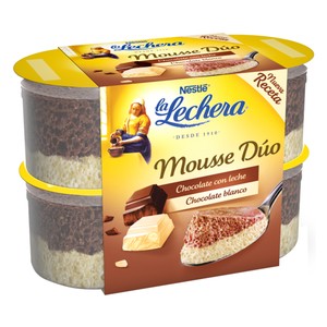 Imagen de LA LECHERA Mousse de chocolate con leche y chocolate blanco de Nestlé 4 x 59 g.