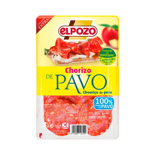 EL POZO Chorizo de pavo extra, cortado en lonchas EL POZO 80 g.