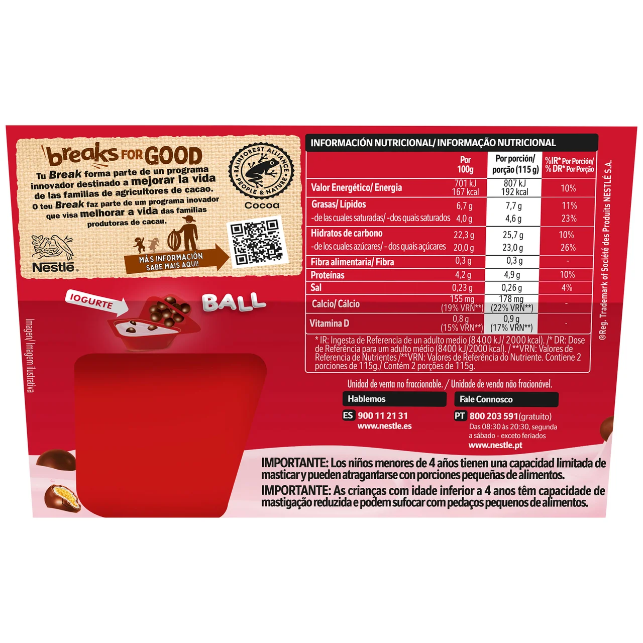 Yogur de fresa con trocitos de galleta recubieros de chocolate con leche Mix-in 2 x 115 g.