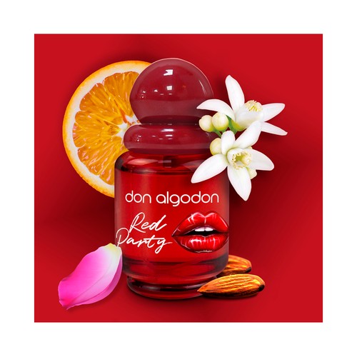 DON ALGODÓN Red party Neceser para mujer con colonia, brillo de labios 3D y eyeliner brillante.