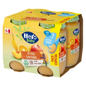 Imagen de HERO Baby Tarrito de frutas variadas (pera, plátano, manzana, naranja...) a partir de 4 meses 4 x 190 g.