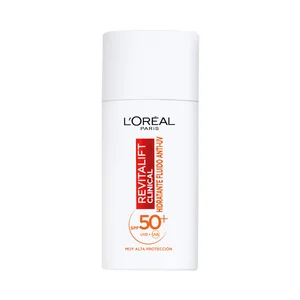 L"ORÉAL Revitalift clinical Fluido solar hidratante anti-UV con factor de protección +50 + Sérum con vitaminas C y E 50 ml.