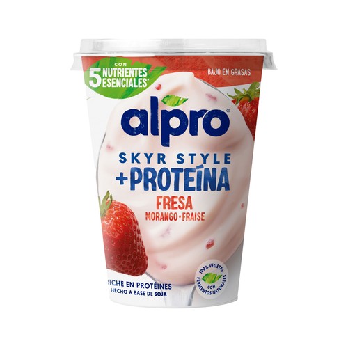 Especialidad de soja estilo islandés, con alto contenido en proteínas y sabor fresa ALPRO 400 g.