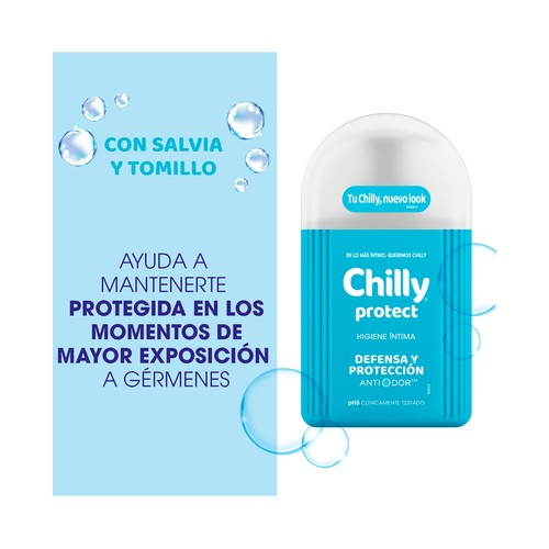 CHILLY Gel de higiene intima, con fórmula activa y antibacteriana CHILLY 250 ml.