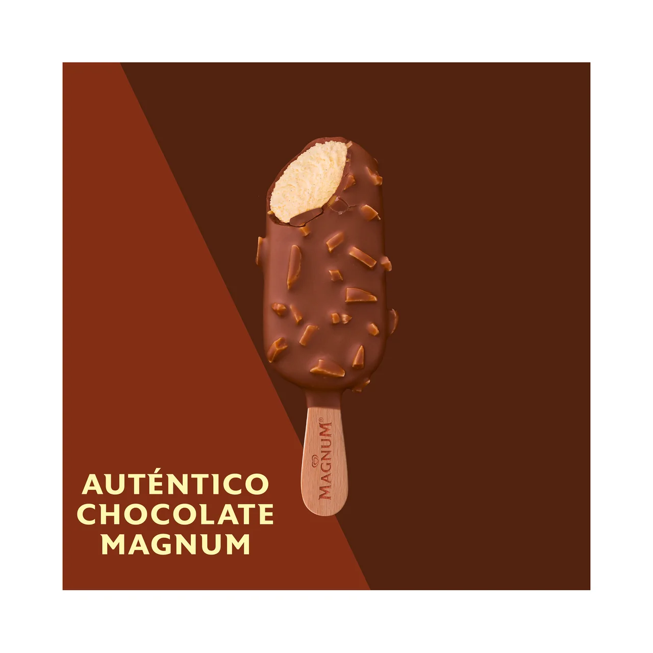 De Frigo Mini bombón helado de vainilla recubierto de chocolate con leche y almendras 6 x 60 ml.