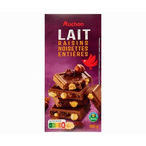 Imagen de ALCAMPO CULTIVAMOS LO BUENO Chocolate con leche, pasas, avellana 180 gr.