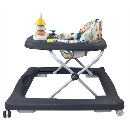 ASALVO Andador básico fun Dino, color gris, para bebés entre 6 y 18 meses, regulable en tres alturas