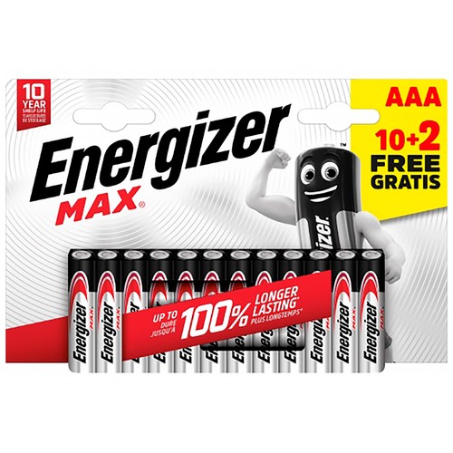 Pack de pilas max Alk AAA, 10+2 unidades, ENERGIZER.
