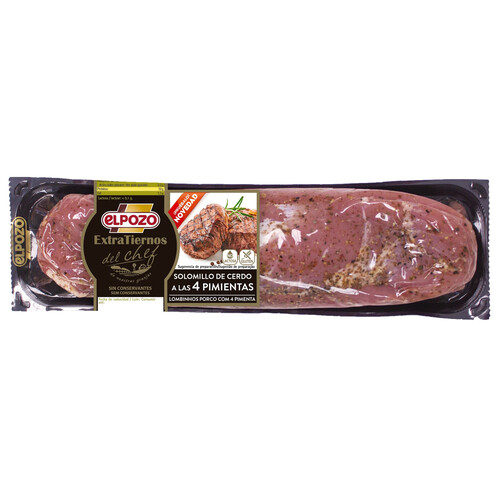 Solomillo de cerdo a las 4 pimientas, elaborado sin conservantes, gluten ni lactosa EL POZO Extratiernos del chef.