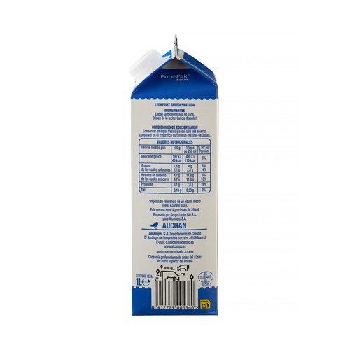 ALCAMPO CULTIVAMOS LO BUENO Leche de vaca semidesnatada, de origen española 1 l.