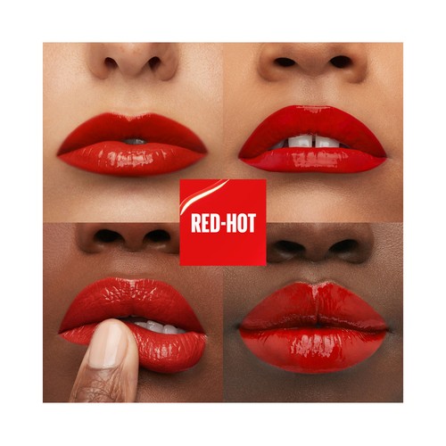 MAYBELLINE  Superstay vinyl ink  tono 025 Red-hot Lápiz de labios en tinta líquida con acabado efecto vinilo.