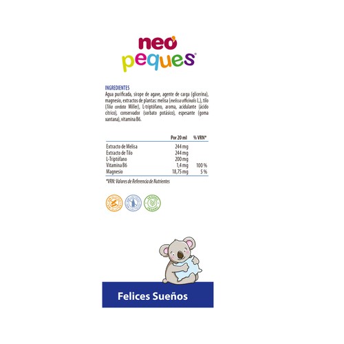 NEO PEQUES Complemento alimenticio a base de plantas, sabor manzana, que ayuda a conciliar el sueño 150 ml.