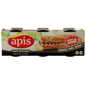 APIS Paté de hígado de cerdo de sabor intenso pack de 3 latas de 80 gr