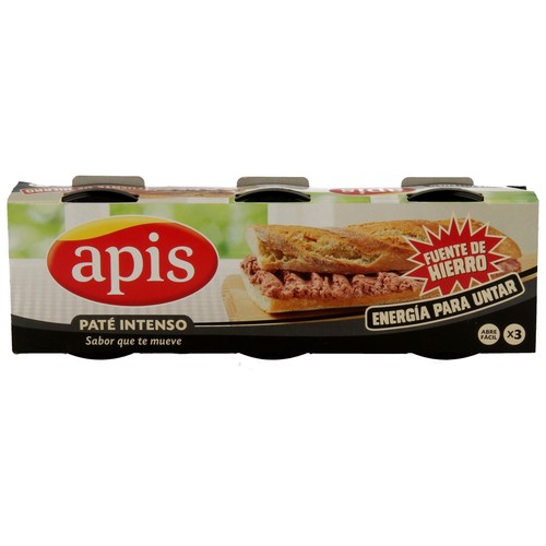 APIS Paté de hígado de cerdo de sabor intenso pack de 3 latas de 80 gr