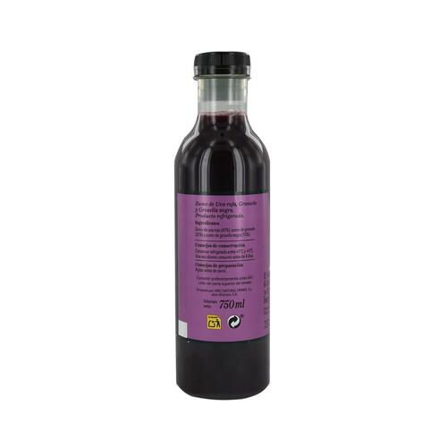 ALCAMPO GOURMET Zumo exprimido de uva roja, granada y grosella negra ALCAMPO GOURMET 750 ml.