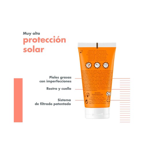 THERMALE AVÉNE Cleanance Protector solar con FPS 50+ (muy alto), para pieles grasa con imperfecciones 50 ml.