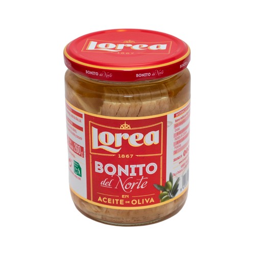 LOREA Bonito del Norte en aceite de oliva (35%), tarro de 260 g.