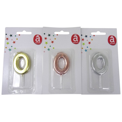 Vela del nº0, color plata, oro o rosa, 4,5 cm, ACTUEL.