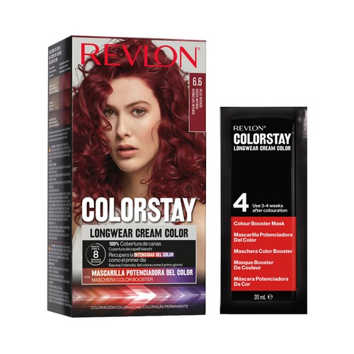 REVLON Colorstay Coloración permanente tono 6.6 Rojo intenso.