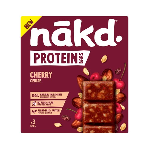 NAKD Barritas de proteína sabor a cereza 3 uds. 45 g.
