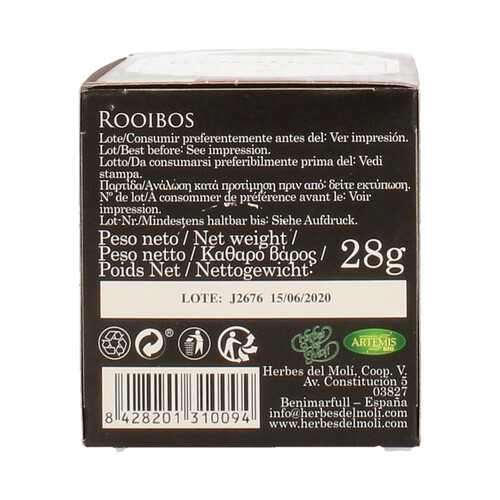 Infusión de rooibos procedente de agricultura ecológica ARTEMIS BIO 20 bolsitas