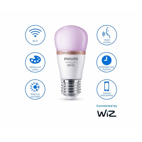 Bombilla Led inteligente E27, WiFi, 4,9W=40W, blanco ajustable + color, 470lm, PHILIPS.