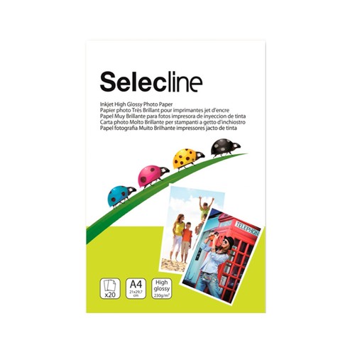 Pack de 20 papeles de foto SELECLINE, A4, 230gr.