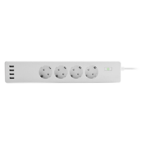 Regleta inteligente Wifi MUVIT iO, 4 tomas de corriente, 4 puertos USB, control desde APP.