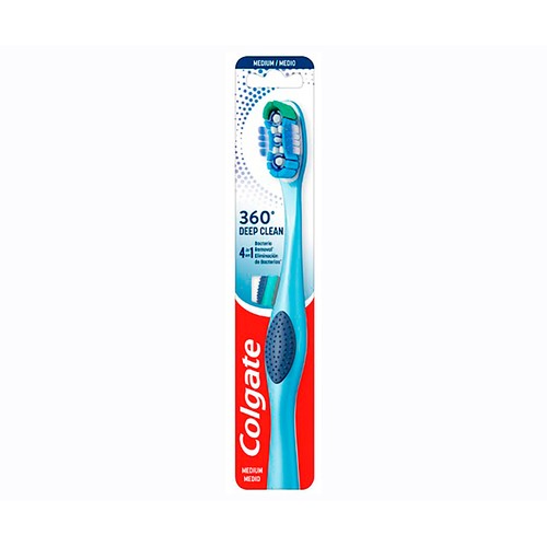 COLGATE 360º Deep clean Cepillo de dientes medio, para limpieza interdental y de encías.