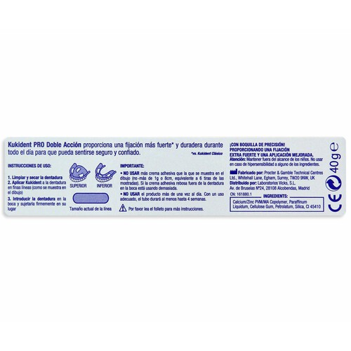 KUKIDENT Crema adhesiva para prótesis dental, de doble acción KUKiDENT Pro Doble acción 40 g.