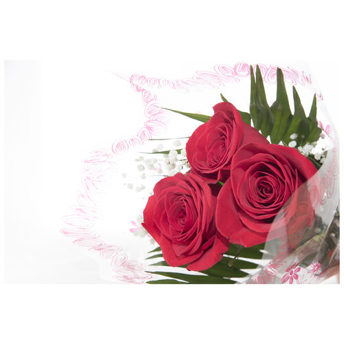 Ramo de 3 rosas rojas con paniculata, VIVEROS.