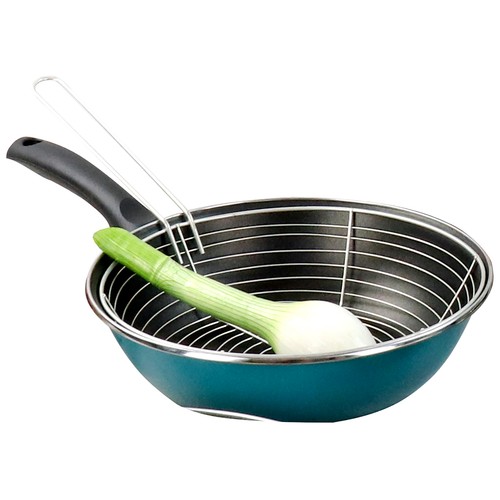 Sartén freidora con rejilla incluida, fabricada en acero vitrificado con interior antiadherente apta para inducción, 26cm., Country MAGEFESA.