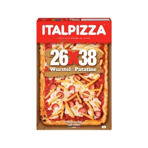 ITALPIZZA Pizza congelada de salchicha frankfurt & patatas fritas 26x38 570 g. 