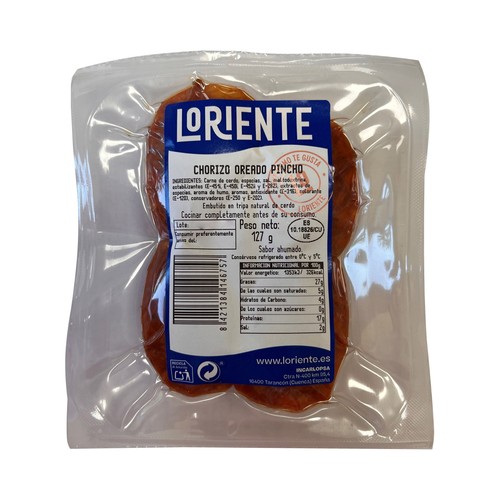 LORIENTE Chorizo oreado dulce de pincho 127 g.