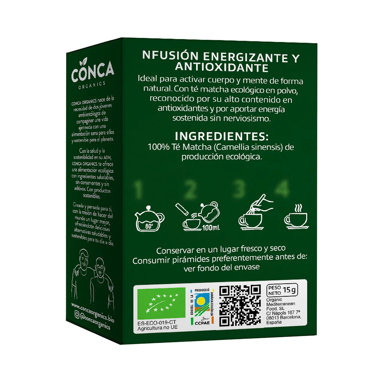 CONCA Organic Té matcha de producción ecológica 10 uds.