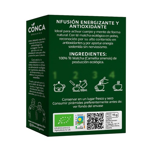 CONCA Organic Té matcha de producción ecológica 10 uds.